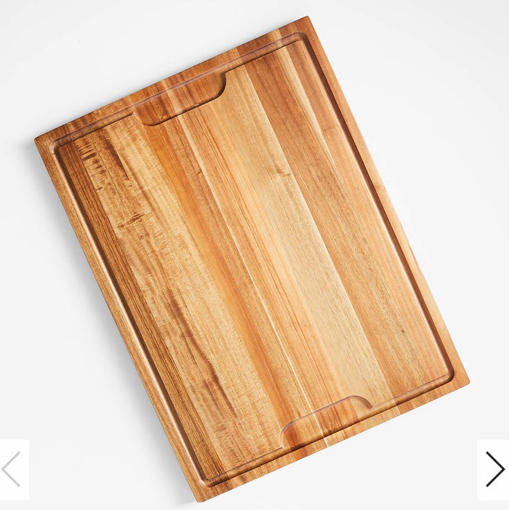 Crate & Barrel Acacia Wood Cutting Board 24"x18"x0.75"