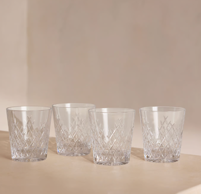 Barwell Cut Crystal Rocks Glass, Set of Four