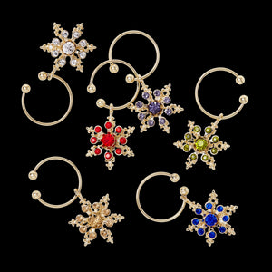 Snowflake Wine Charms in Jewel Tones