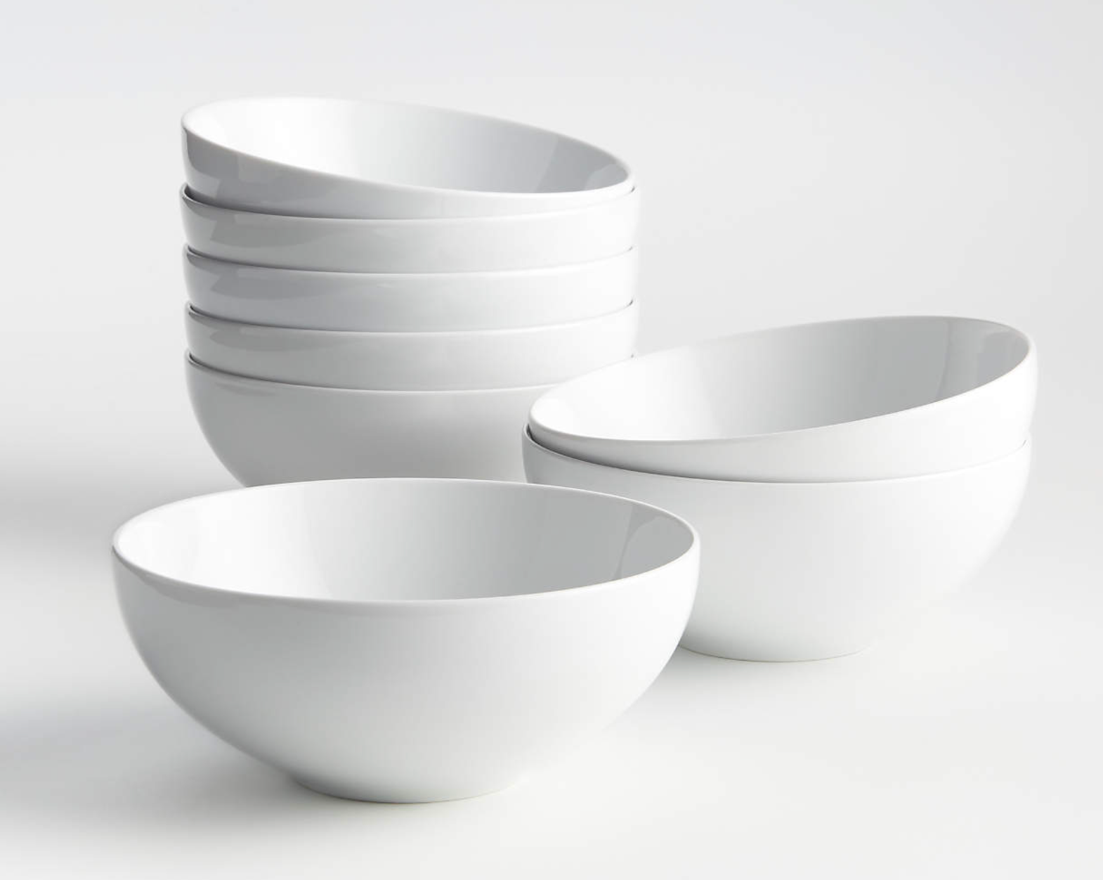 Aspen 7" Porcelain Cereal Bowls, Set of 8