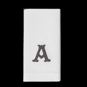 Monogram Nouveau Hand Towel in Gray on White