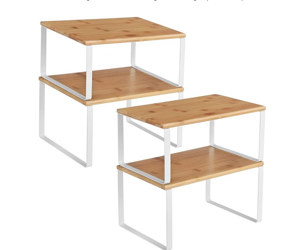 Cabinet Organizer Shelf, Set of 4 Kitchen Counter Shelves - white