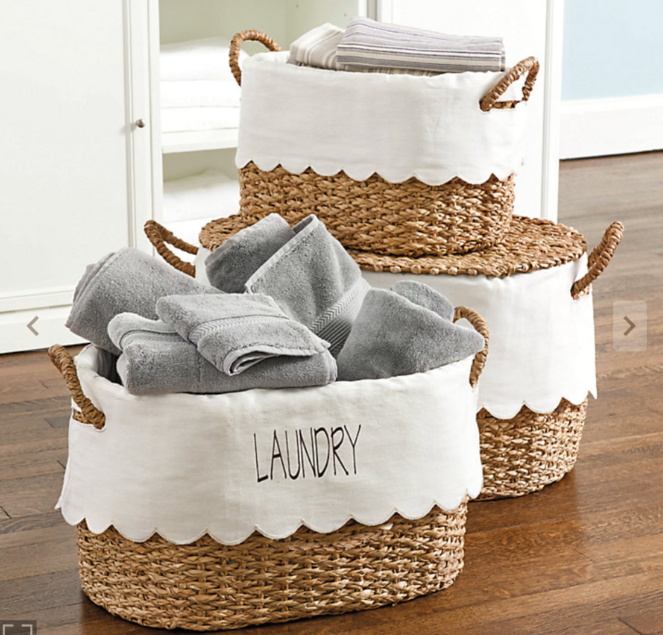 Bunny Williams Nesting Baskets with Scalloped Liner - Set of 3