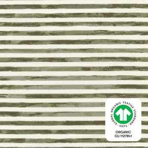 Crib Sheet in GOTS Certified Organic Brushed Cotton by Nate Berkus in Juniper Stripe