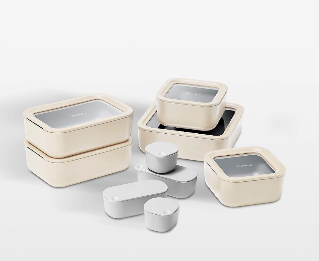 Caraway Cream 17-piece Glass Food Storage Set