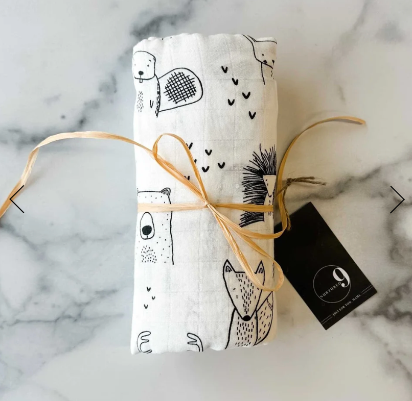 Animal Muslin Swaddle Blanket