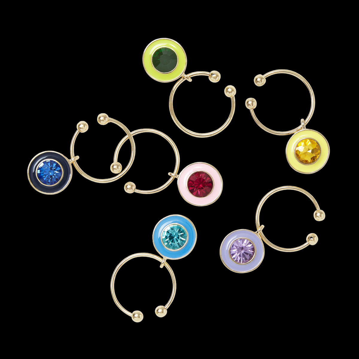 Enamel Gem Wine Charms