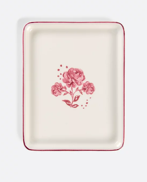 Ceramic Rose Trinket Tray