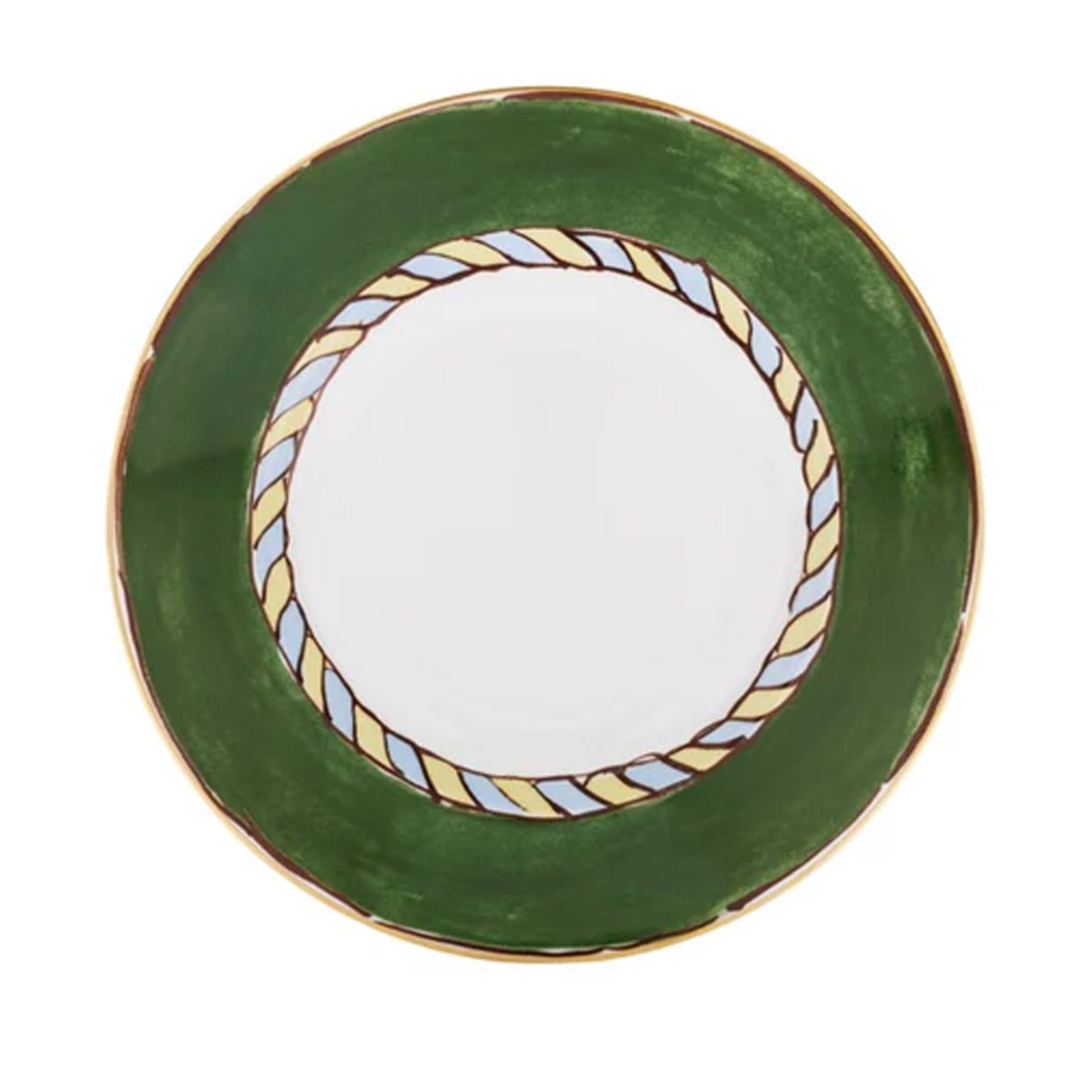 Ill Viaggio Di Nettuno Soup Plate in Green & Yellow
