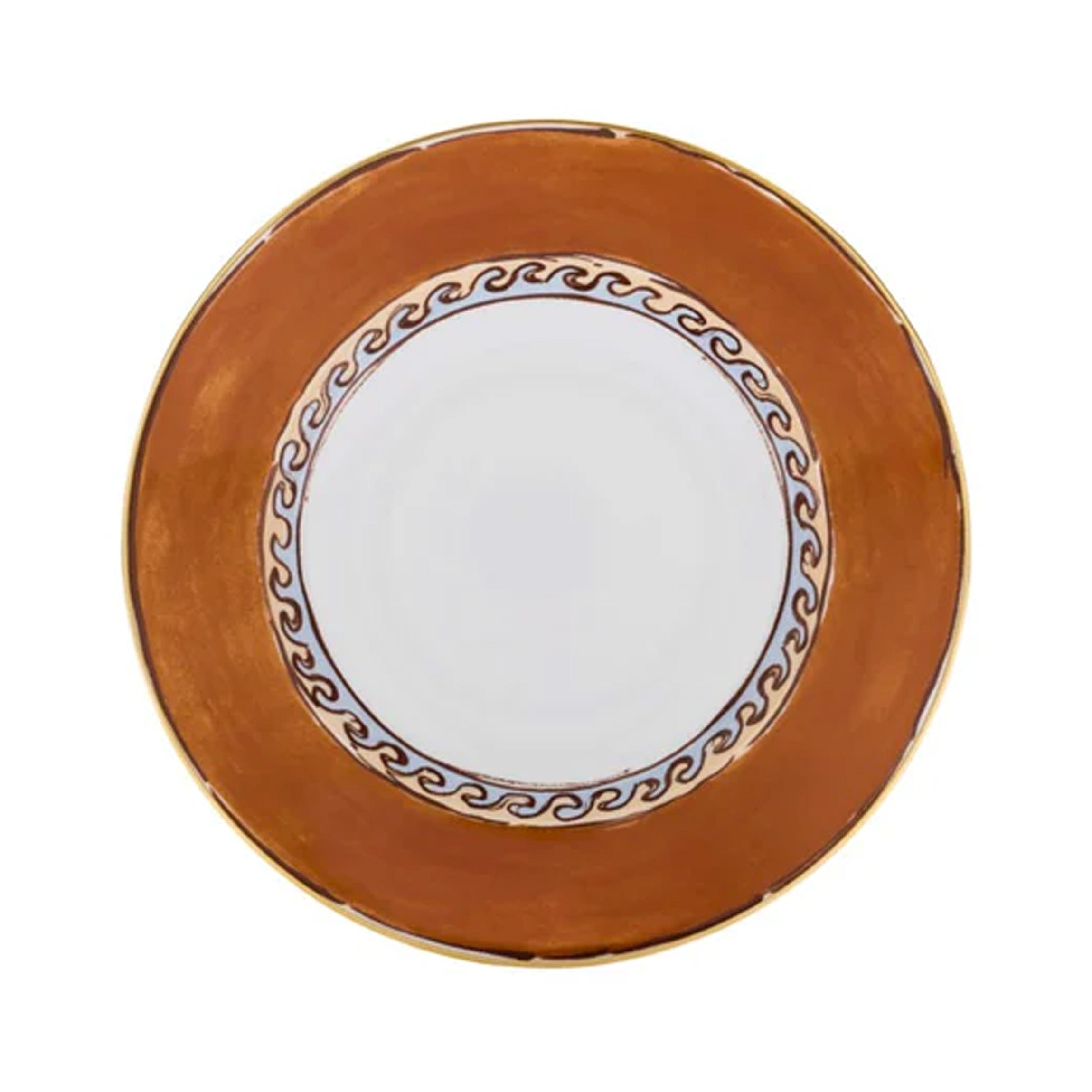 Ill Viaggio Di Nettuno Soupe Plate in Brown & Light Blue