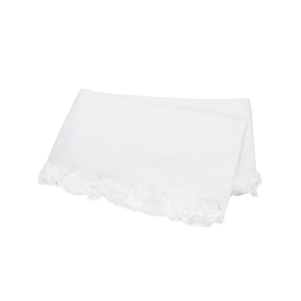 Folded Georgia flat sheet showcasing ruffled hem detail on white background