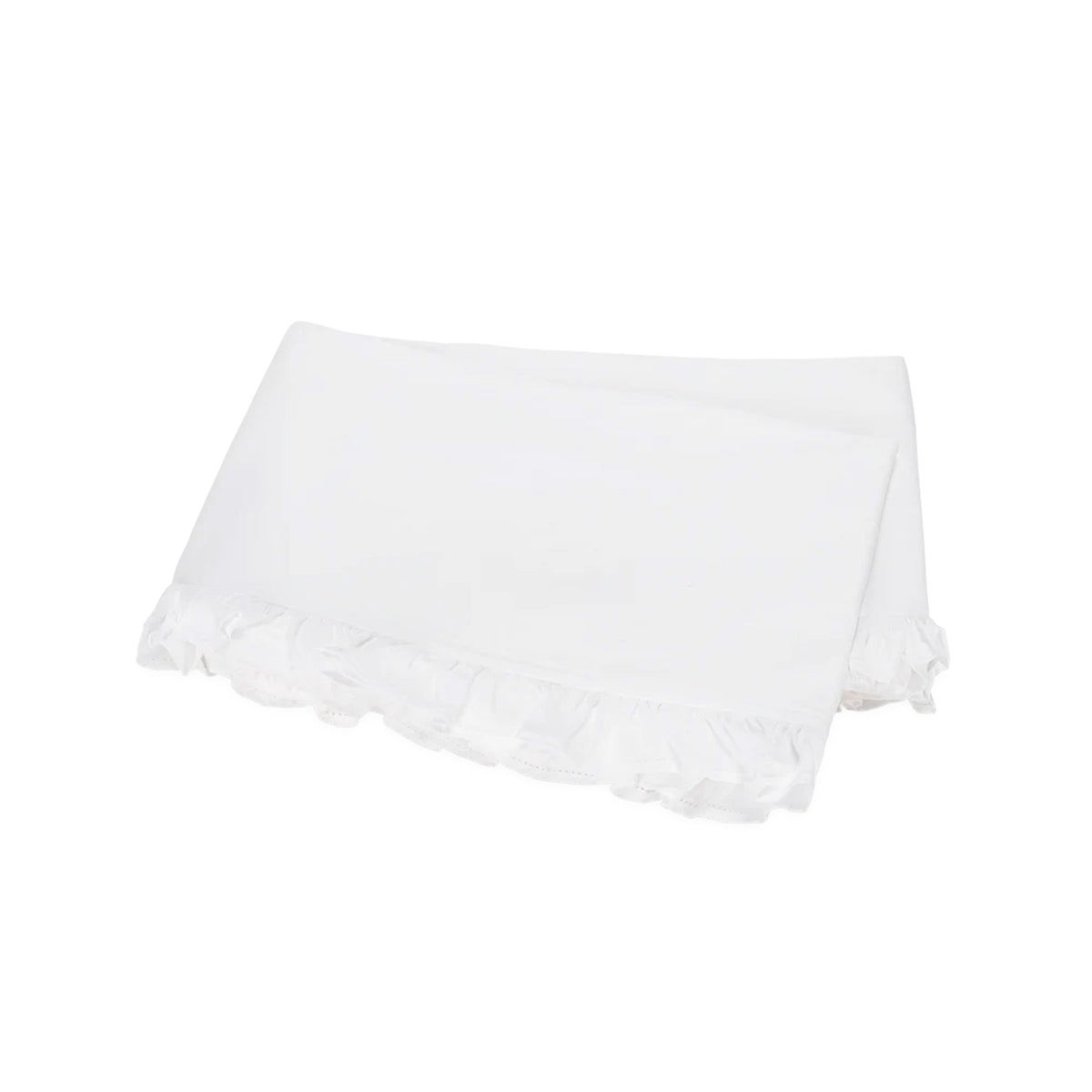 Folded Georgia flat sheet showcasing ruffled hem detail on white background