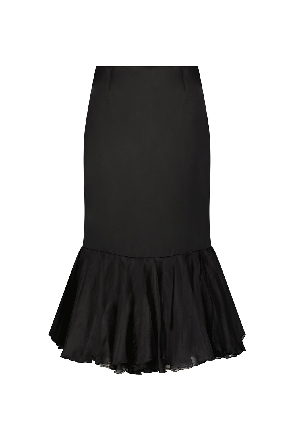 Cady Skirt with Organza Flounce Hem in Black