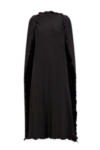 Cady Cape Dress with Scalloped Edge in Black