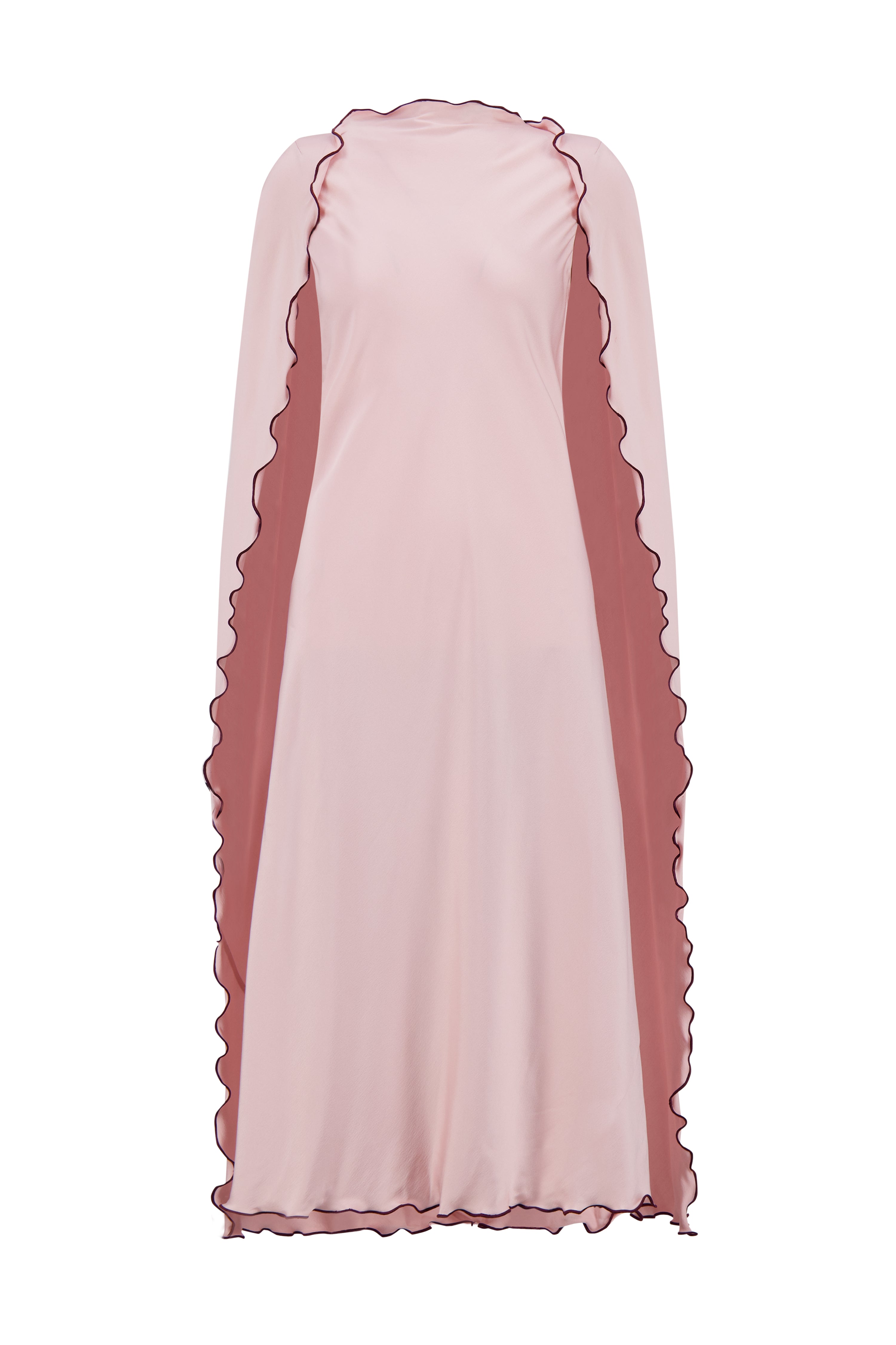 Cady Cape Dress with Scalloped Edge in Camellia