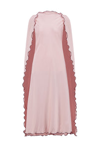 Cady Cape Dress with Scalloped Edge in Camellia