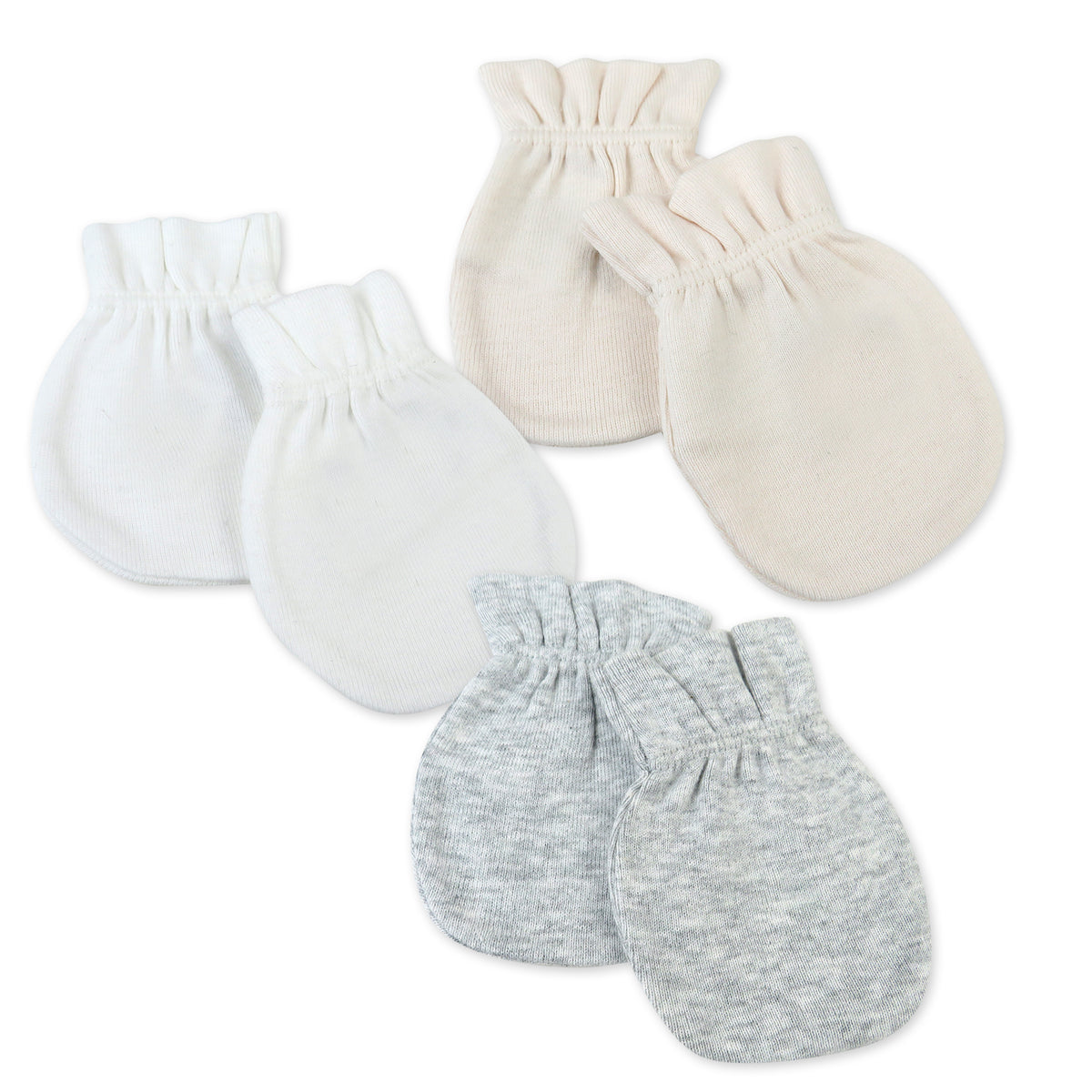 3-Pack Organic Cotton Mitts, Natural Ombre