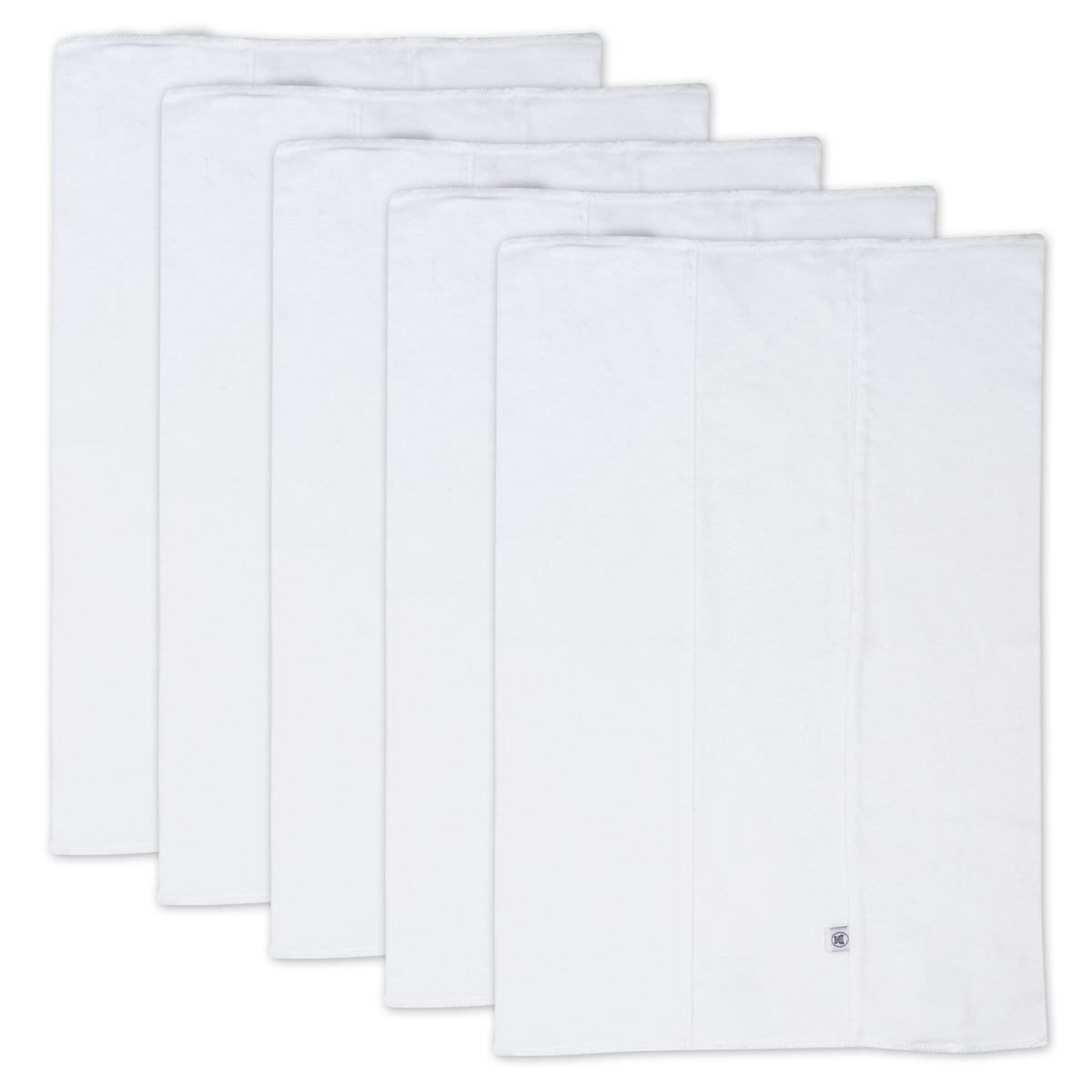 5-Pack Organic Cotton Burp Cloths, Bright White