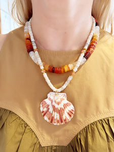 Fire Opal Heishi Necklace