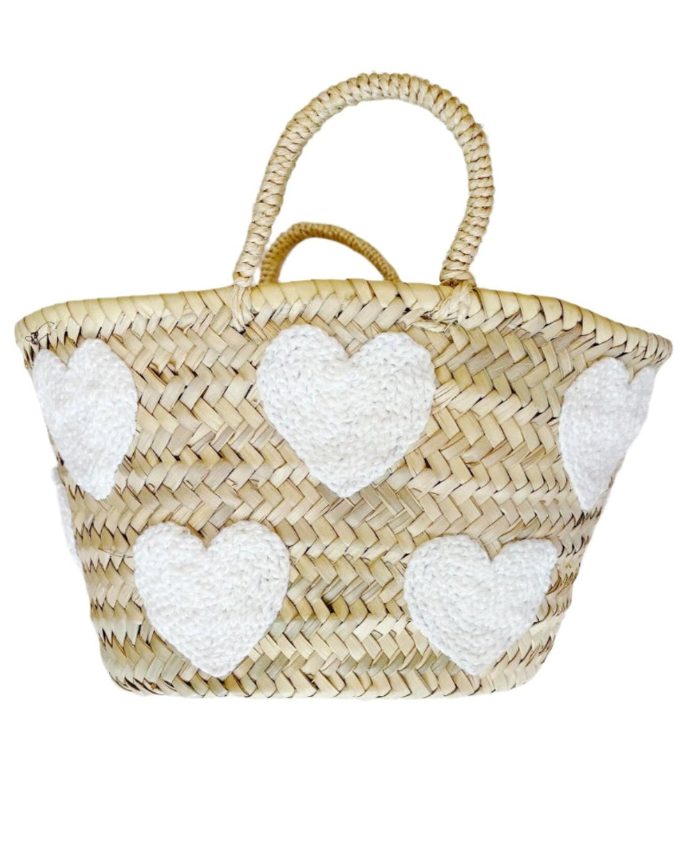 Mini White Heart Basket