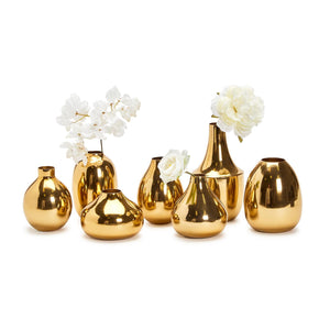 Gold-Plated Nickel Vases, Set of 7