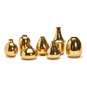 Gold-Plated Nickel Vases, Set of 7