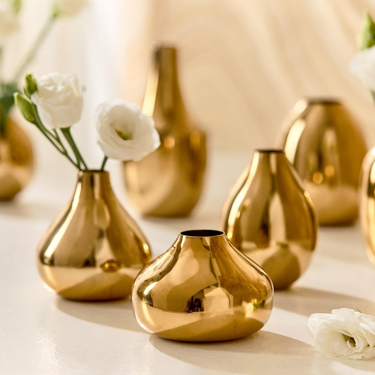 Gold-Plated Nickel Vases, Set of 7