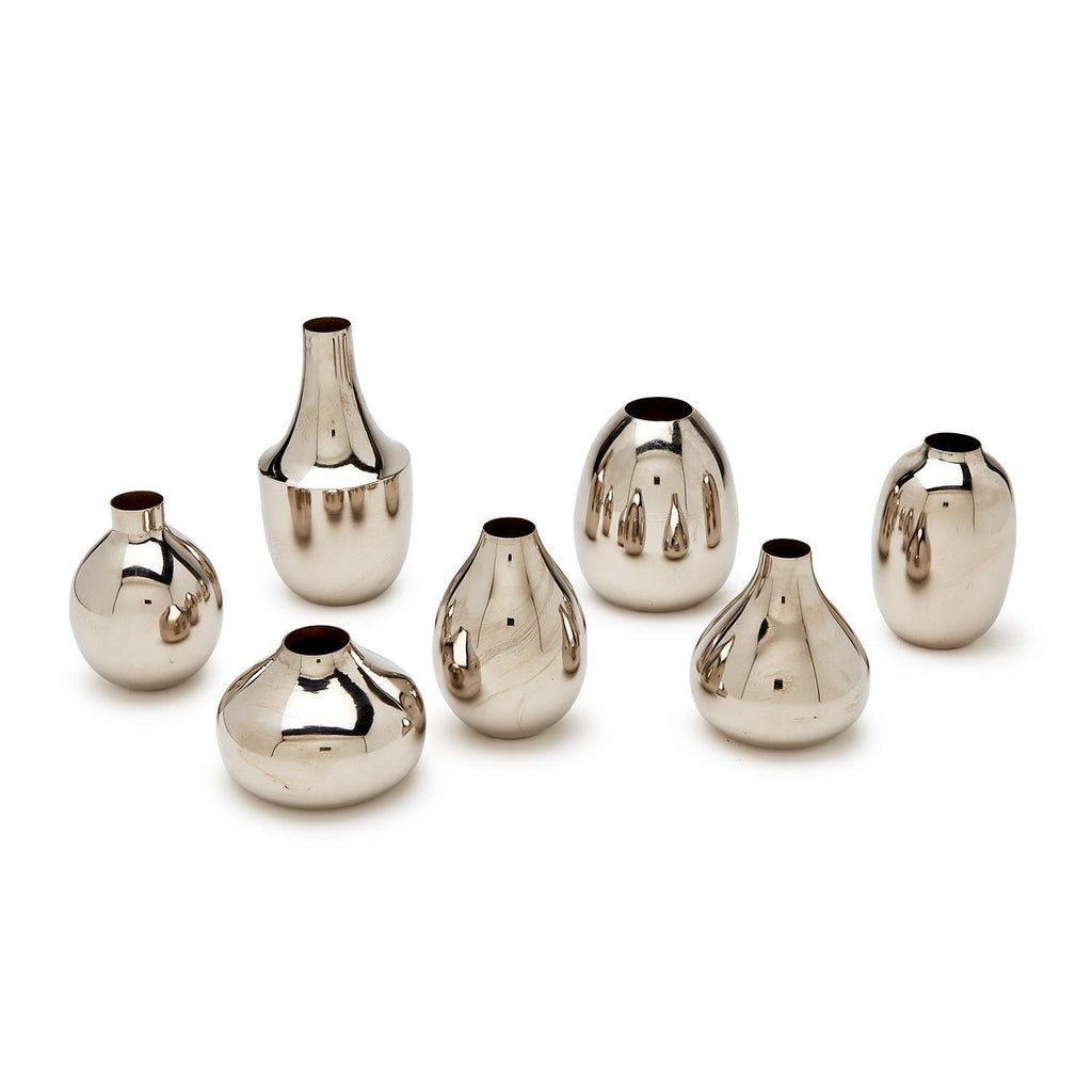 Gold-Plated Nickel Vases, Set of 7