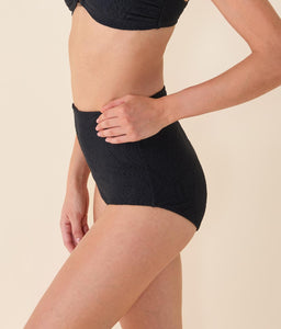 The Super High Waist Bikini Bottom | Black Paisley