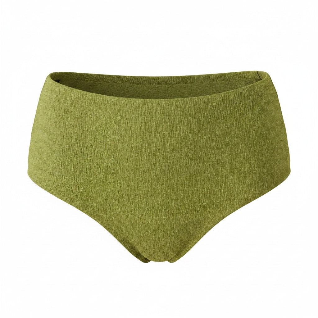 The High Waist Bikini Bottom in Shimmer Cactus