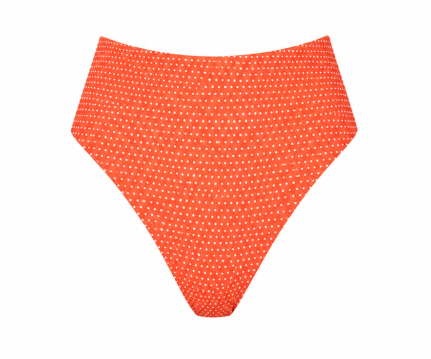 The 90s High Waist Bikini Bottom Polka Dot in Marmalade