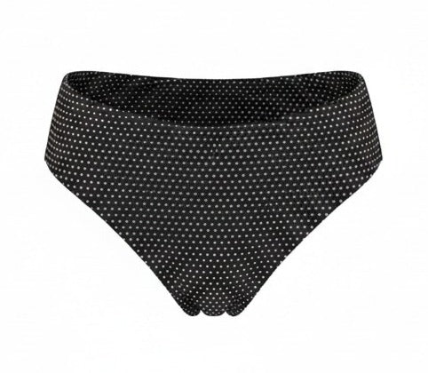 The 90s High Waist Bikini Bottom Polka Dot in Black Dot