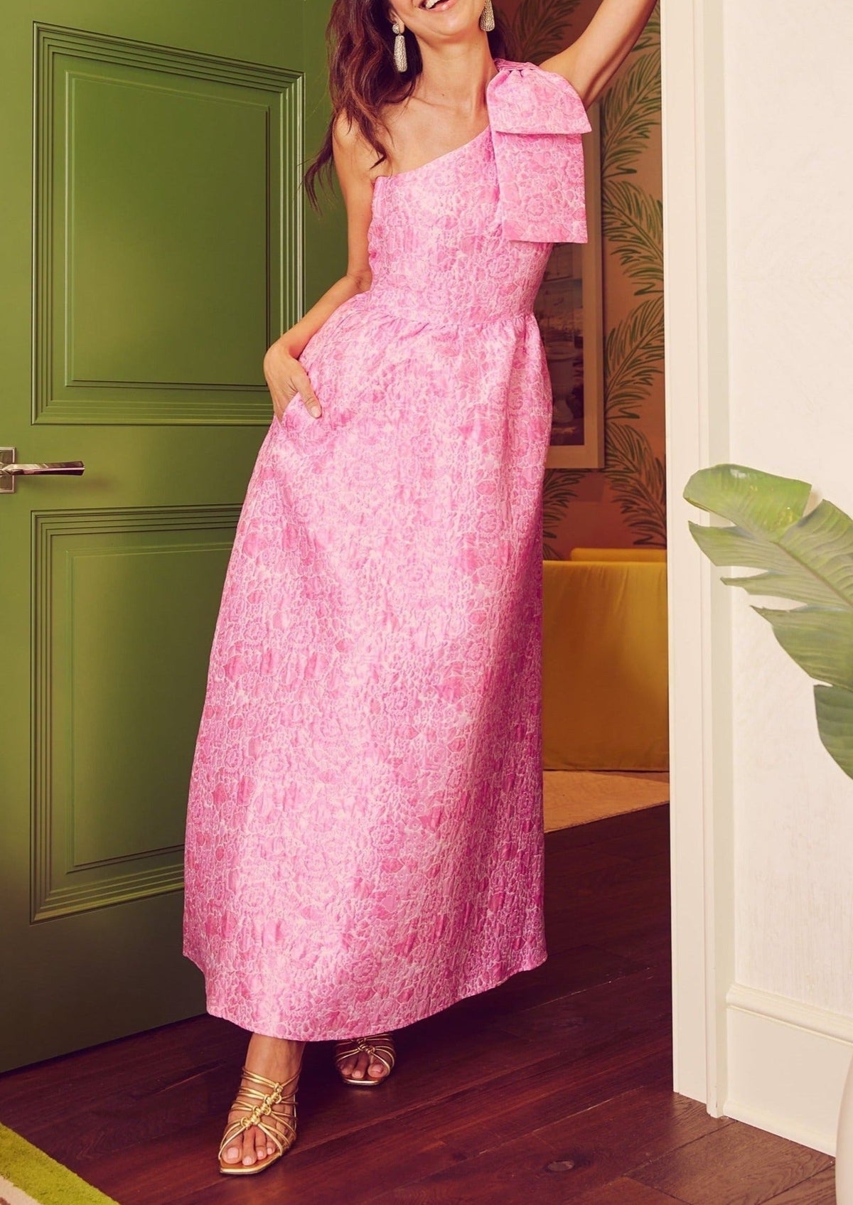 caroline dress pink Caroline Dress Pink Textured Dupioni Pink / S