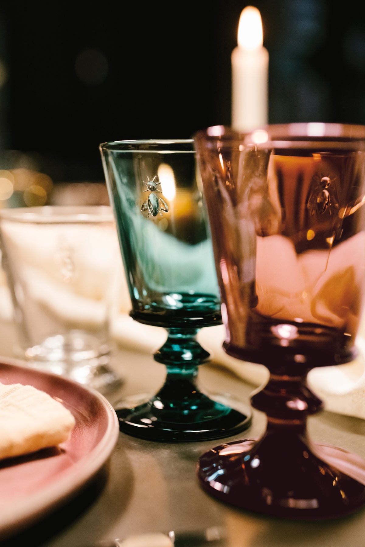 Bee Wine Glass in Night Sky, Set of 6