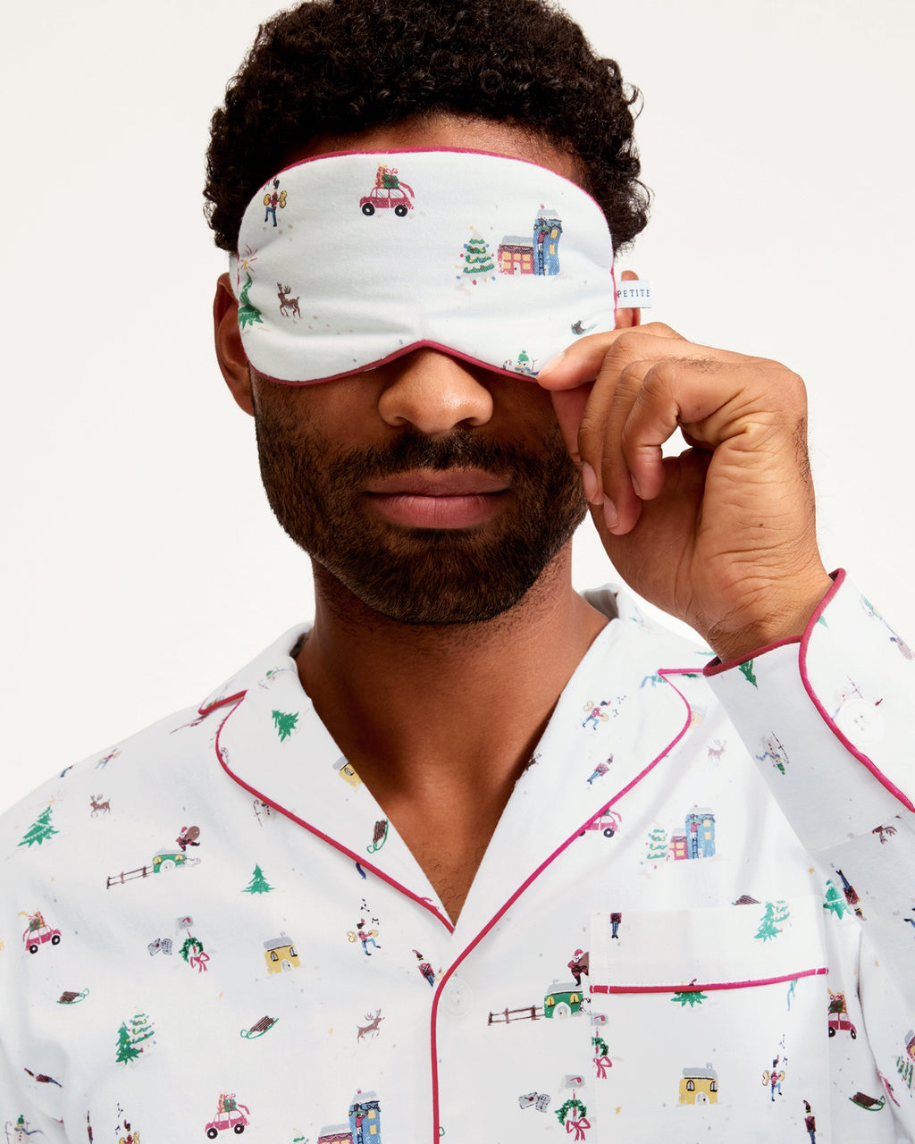 Adult’s Twill Sleep Mask in Holiday Town