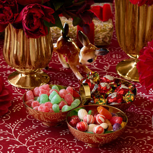 AERIN Pauline gold vases styled for the holidays