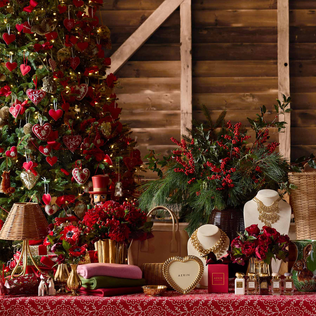 AERIN holiday gifting with Loretta Heart Frame and Pauline gold vases