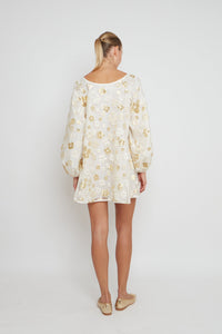 White and Gold Organza Good Luck Dress - Arianne Elmy