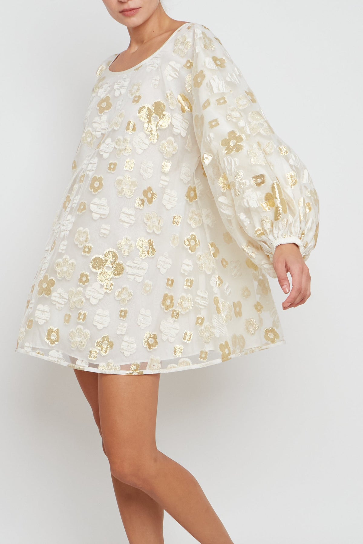 White and Gold Organza Good Luck Dress - Arianne Elmy