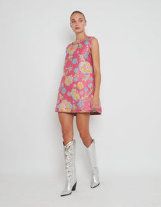Pink Jacquard Swing Swing Dress - Arianne Elmy
