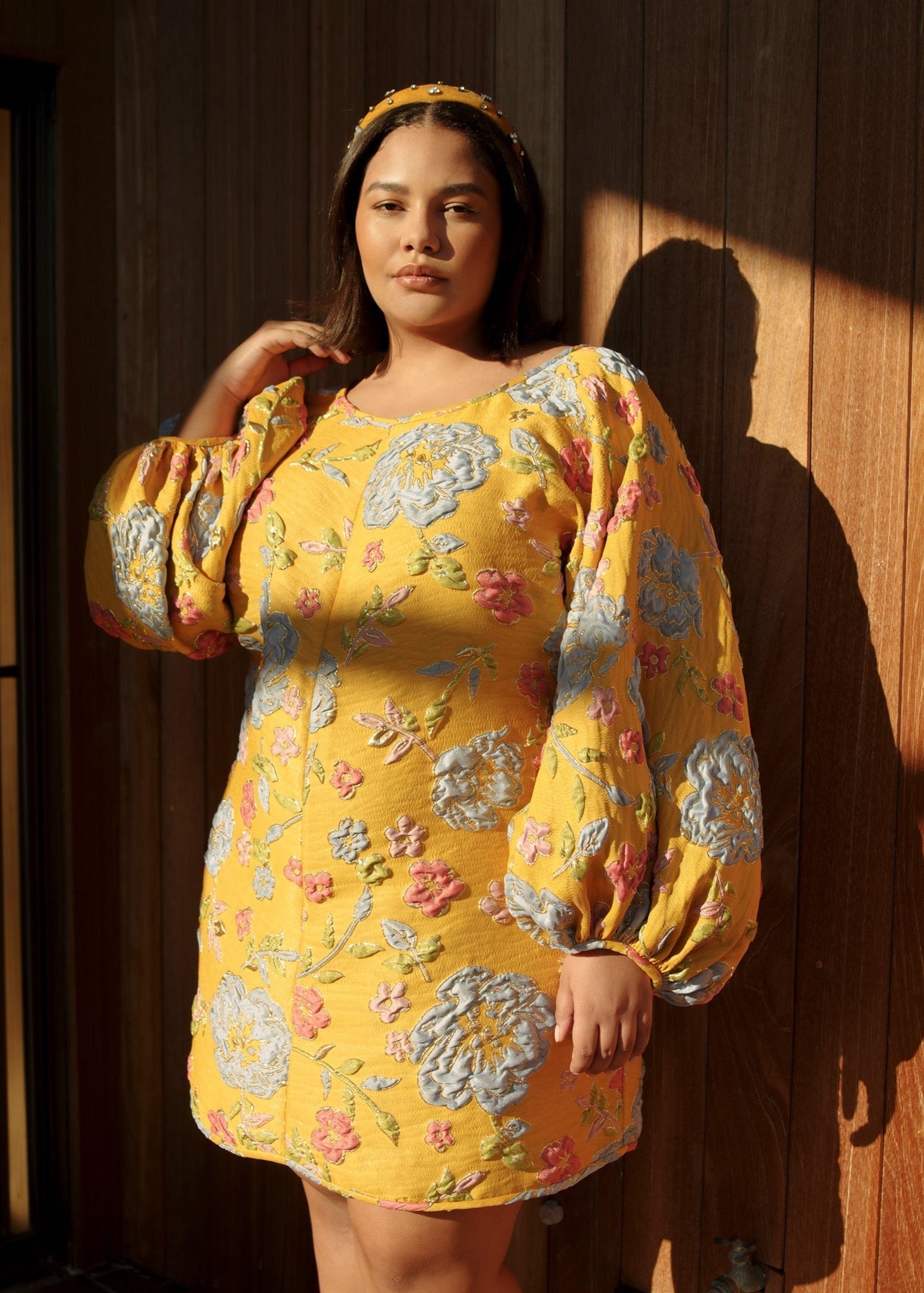 Yellow Jacquard Good Luck Dress - Arianne Elmy