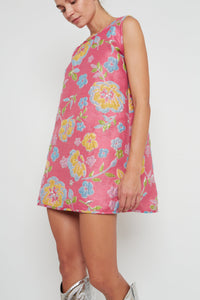 Pink Jacquard Swing Swing Dress - Arianne Elmy