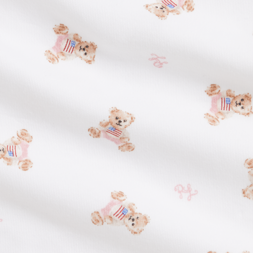 Long Sleeve Interlock Novelty Bear Graphic Set in White, Set of 3