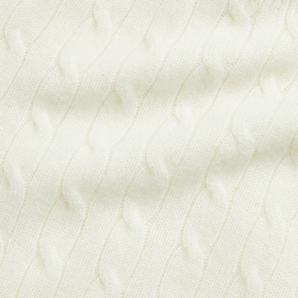 Long-Sleeve Cashmere Cable Knit Coverall in Warm White