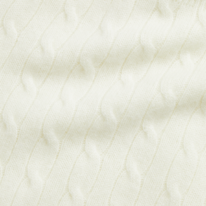 Long-Sleeve Cashmere Cable Knit Coverall in Warm White