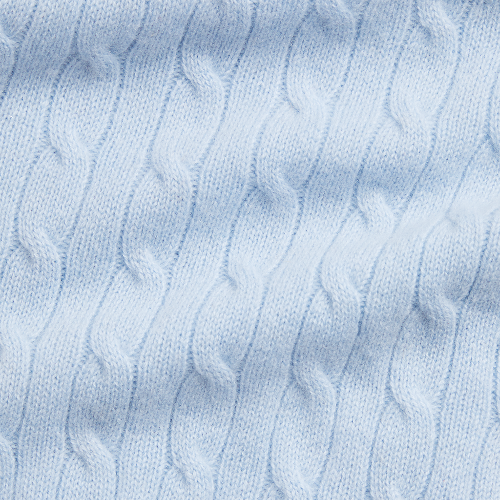 Long-Sleeve Cashmere Cable Knit Coverall in Pearl Blue