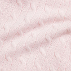 Long-Sleeve Cashmere Cable Knit Coverall in Morning Pink