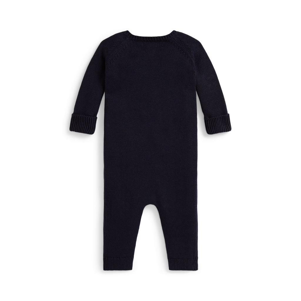 Long-Sleeve Combed Cotton Flag Sweater Coverall in Navy