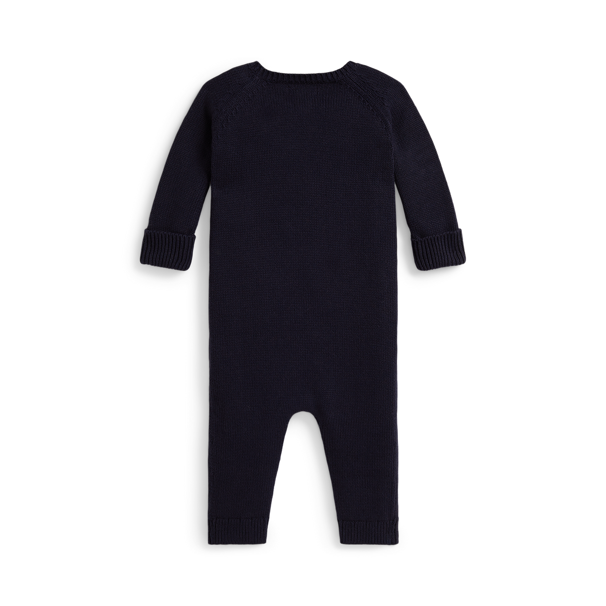 Long-Sleeve Combed Cotton Flag Sweater Coverall in Navy