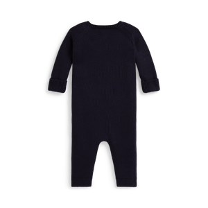 Long-Sleeve Combed Cotton Flag Sweater Coverall in Navy
